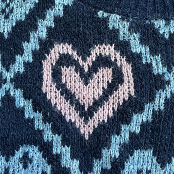 Vintage Separate Issue Women’s Heart Sweater Blue Pink Knit USA Medium 80s 90s - Picture 7 of 11